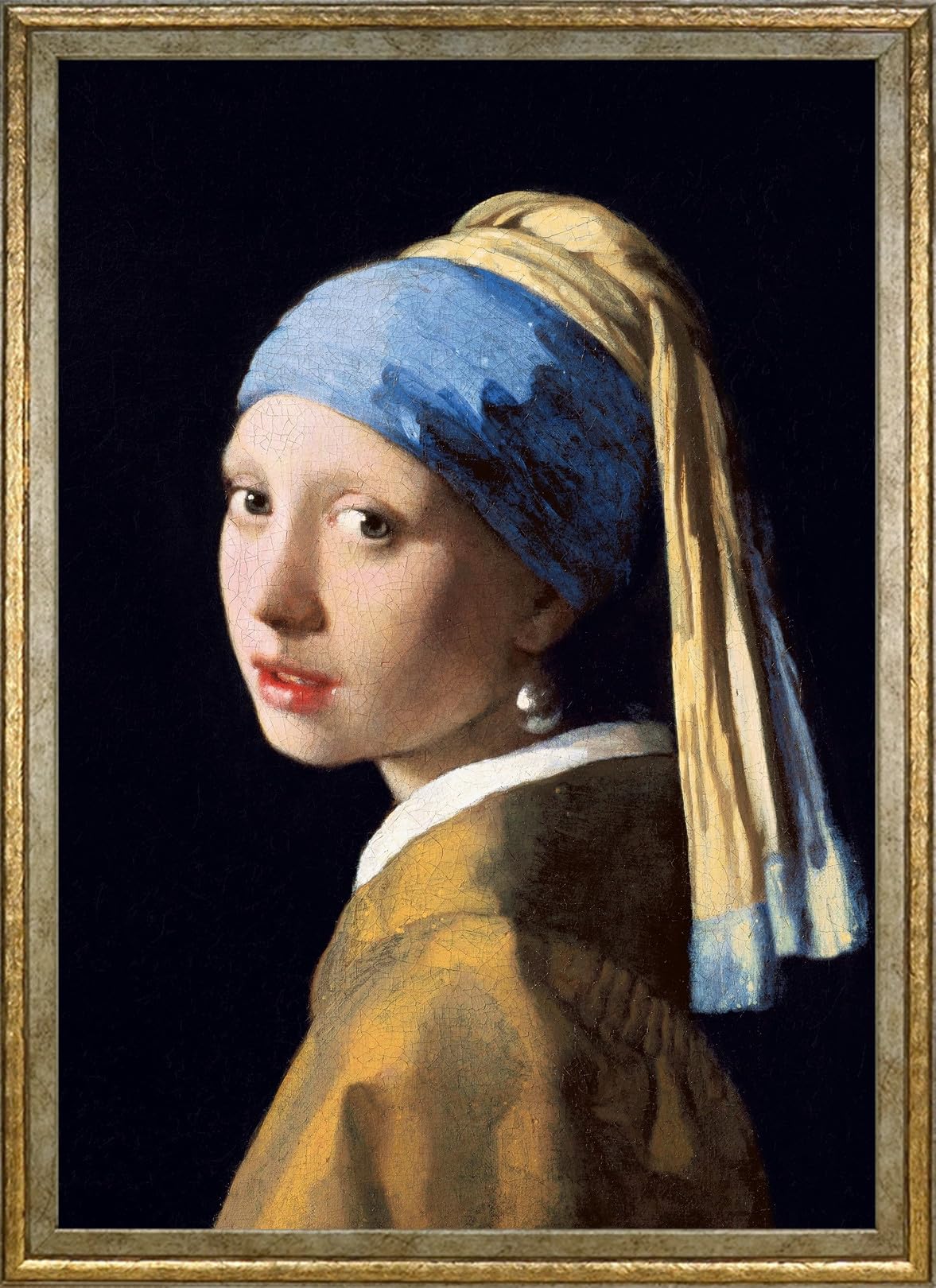 ヨハネス・フェルメール 青いターパンの少女 絵 額縁 本格復刻画・名画》真珠の耳飾りの少女(青いターバンの少女)(額